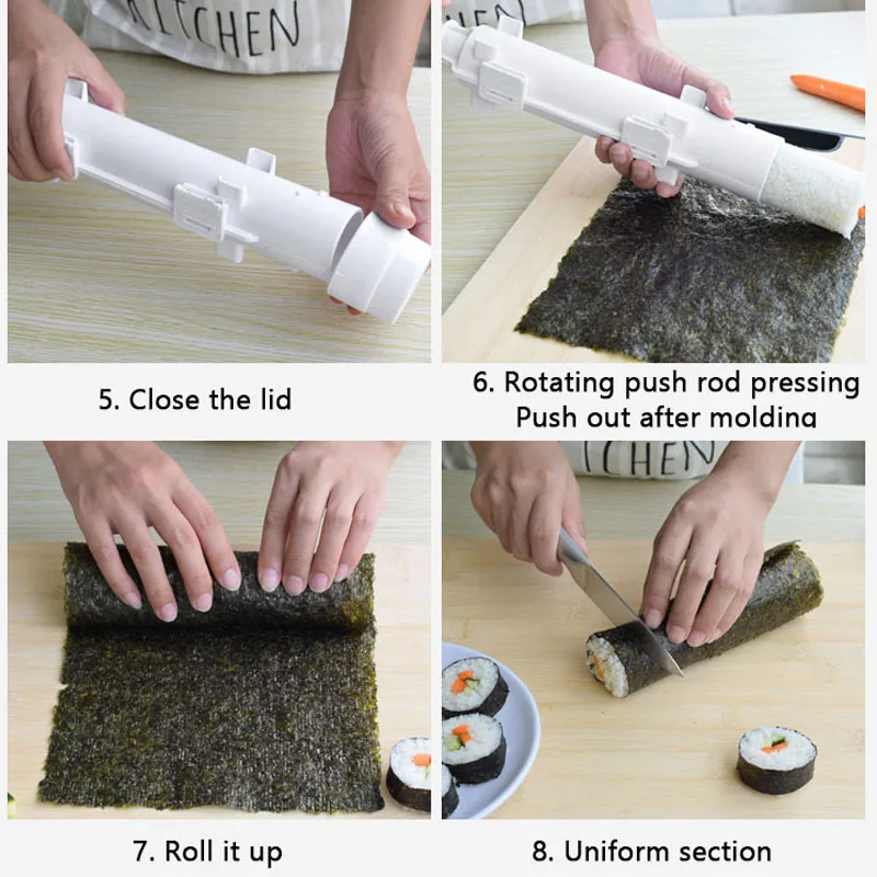 Sushi Maker Tool Kit Roller Roll Machine Sushi Bazooka Rice Meat Vegetables  Diy Kitchen Sushi Rolls Making Tools Rice Roll Set - Sushi Tools -  AliExpress