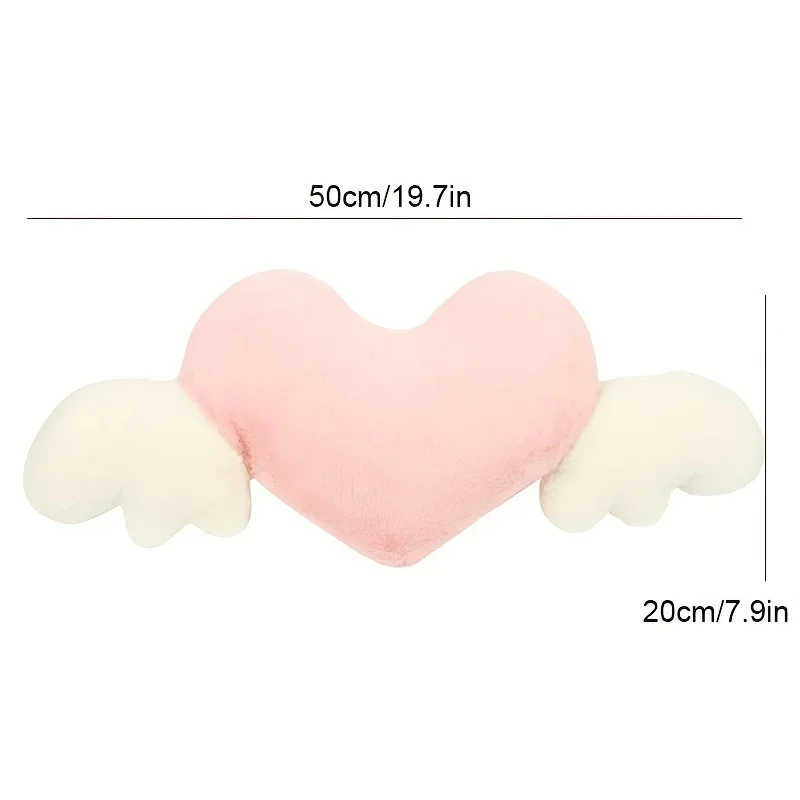 자동차 헤드레스 사랑 날개 플러시 자동차 머리 받침, 사랑 목 베개, 하트 모양의 플러시 스타일, 자동차 좌석 액세서리 유니버설