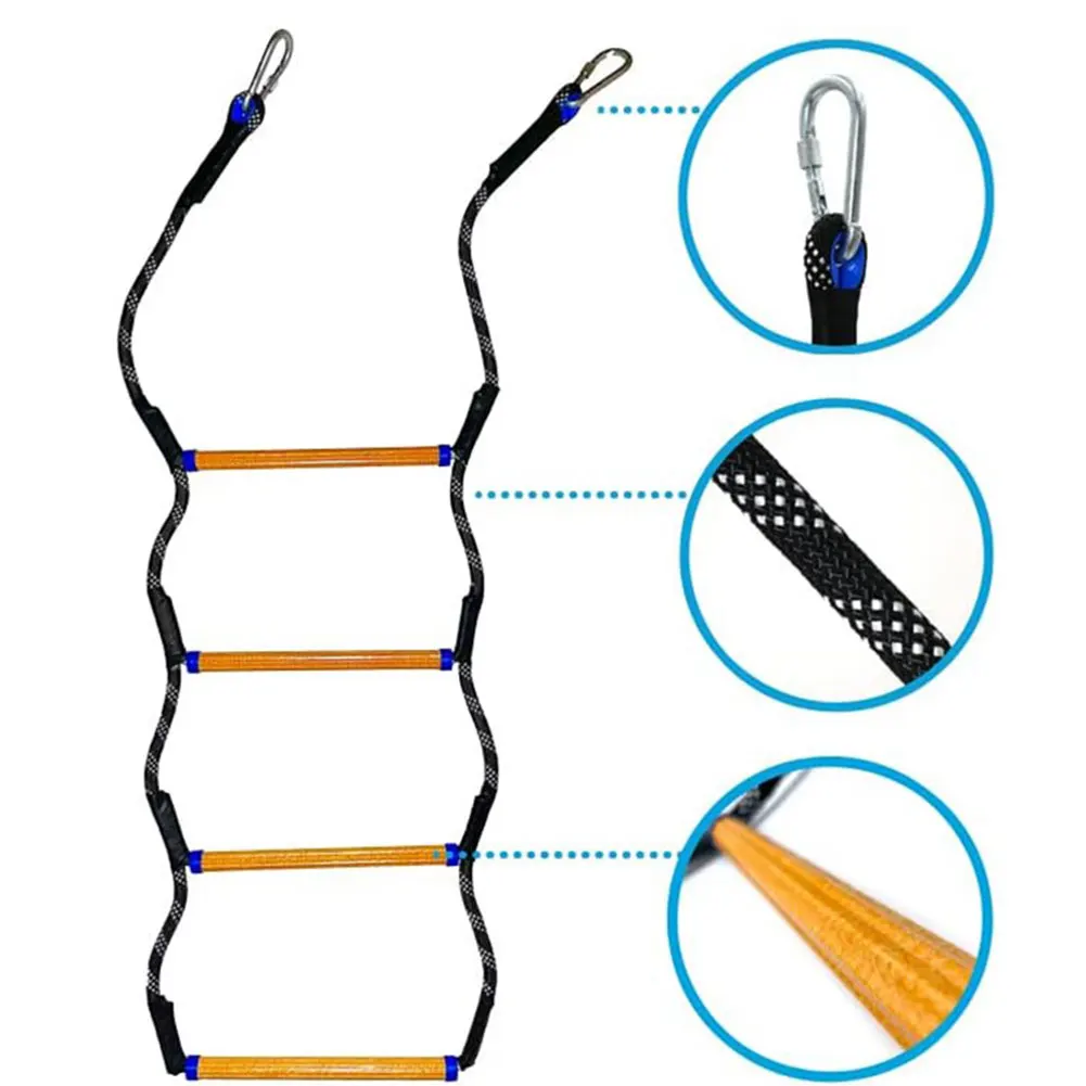 4 Step Boat Rope Ladder Marine Rope Ladder Portable Rope Boarding Ladder for Inflatable Boat Kayak Motorboat Canoeing