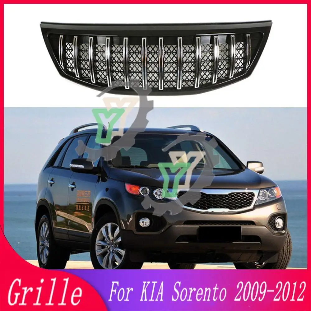 

Передний бампер, хромированная решетка, Центральная панель, Стайлинг, Верхний гоночный гриль для KIA Sorento 2009 2010 2011 2012, автомобильные аксессуары