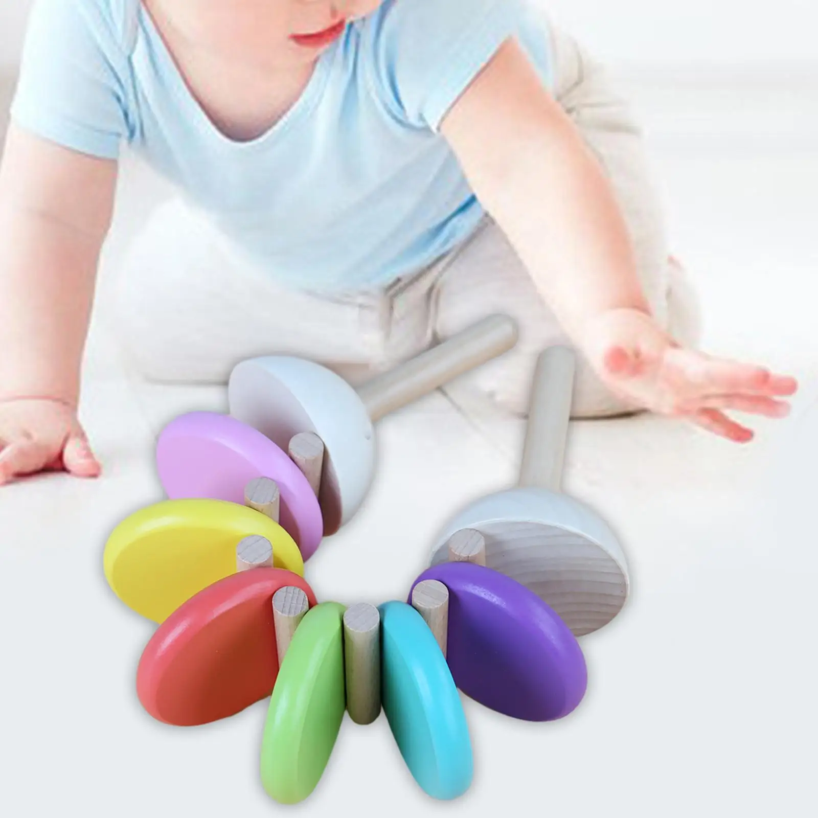 Wooden Castanets Rainbow Color Education Kids Percussion Instruments for Nursery Kindergarten Holiday Classroom Party Favors