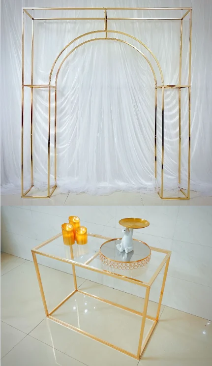 

2pcs Birthday Party Engagement Dessert Cake Candle Table With Flowers Arch Backdrops Balloon Holder Welcome Sign Banner Shelf