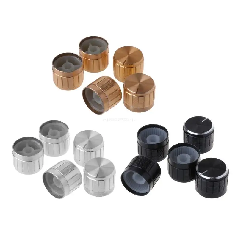 5 Pieces Potentiometer Rotary Electronic Knobs Aluminum Volume Control Equipments Accessories