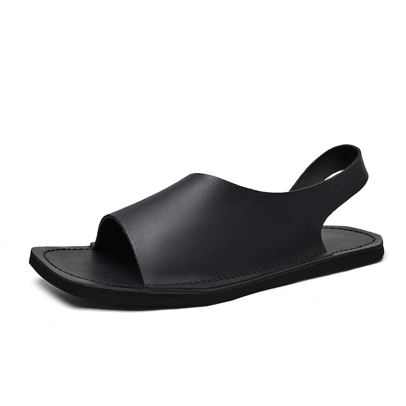 Designer Leather Sandals For Men Casual Summer Beach Slides_voghion.com