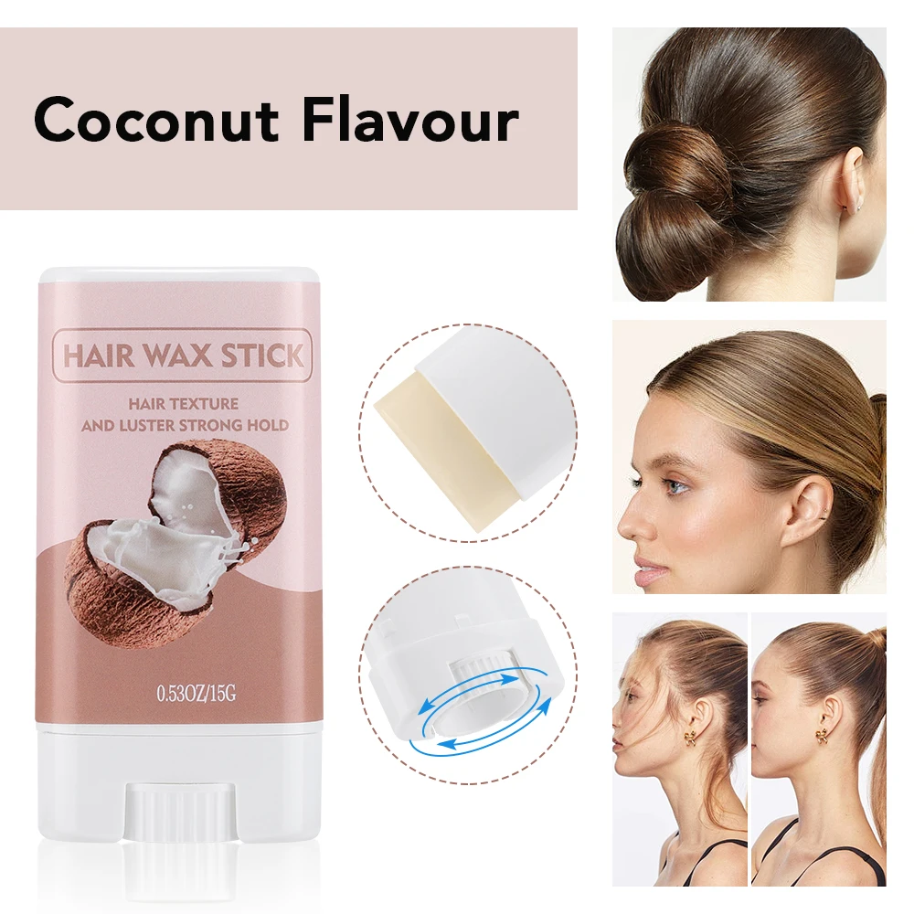 Hair Wax Stick for Frizz Hair Coconut Flavour Styling Wax Non-greasy Coconut Scented Stick Strong HoldHair Styling