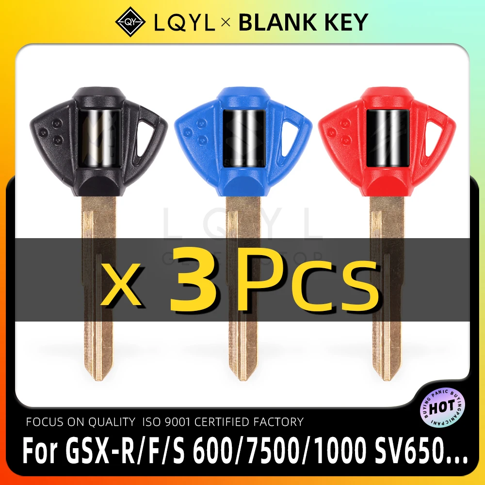 3Pcs New Blank Key Motorcycle Replace Uncut Keys For Suzuki GSX600F GSR750 GSX750F GSXR600 GSXR750 GSXR1000 GSXR1300 SV650 GSX-R