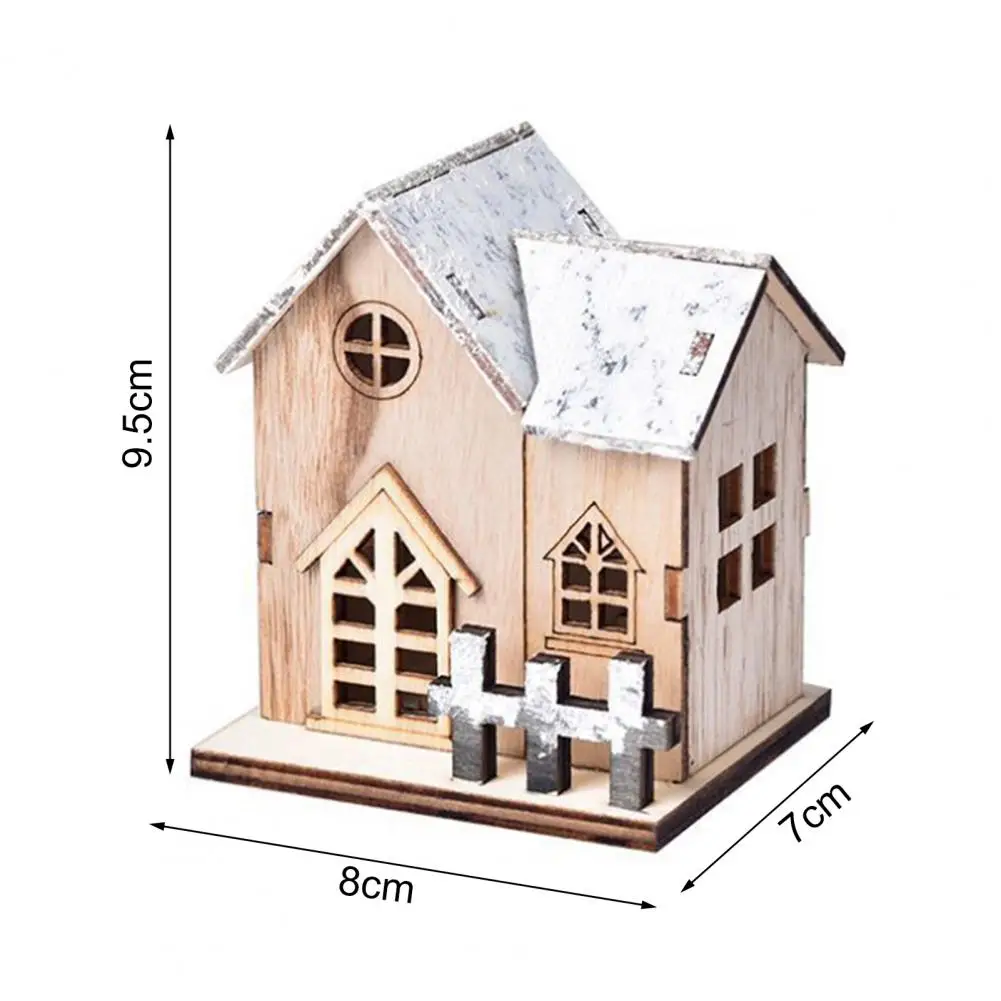 8*10cm Christmas House Wooden Glowing Decorative Festival Ornamental Table Centerpieces Mini LED Light Xmas Village Farmhouse