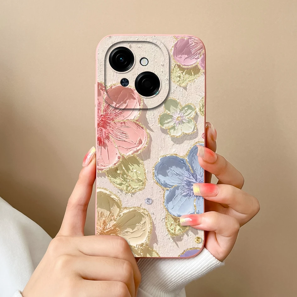 Colorful Pattern Liquid Silicone Case with Lens Protection