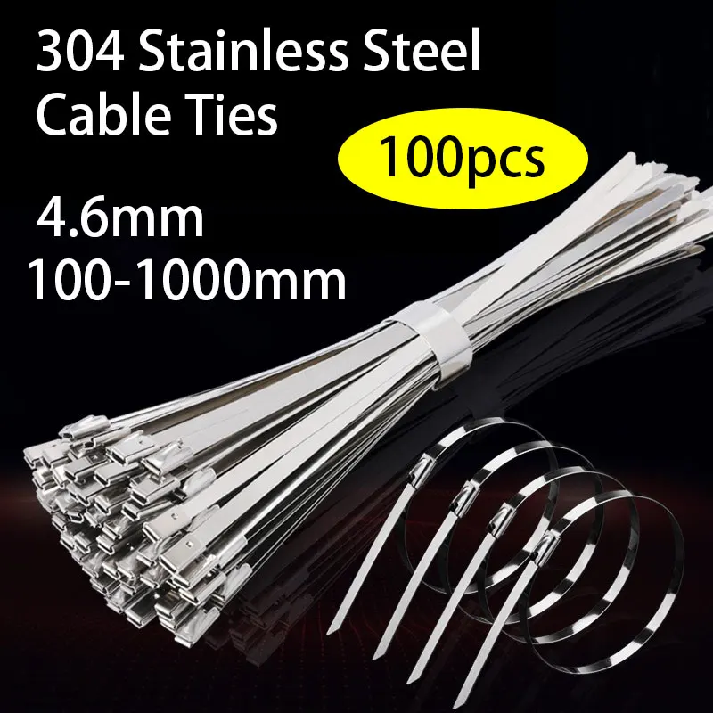 100PCSStainlessSteelCableTiesMultifunctionalLockingSelflocking