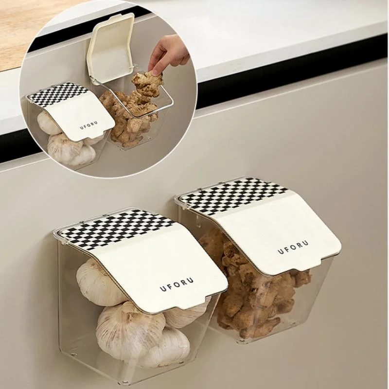 

Wall Mounted Storage Box Kitchen Storage Basket Transparent Vegetable Storage Box Spice Organizer Wall Mounted Food Container