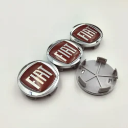 Set of 4 Car Wheel Hub Center Emblem Covers, 60mm - Stylish Auto Accessories (4cap FIAT 60mm Sl - Rd)