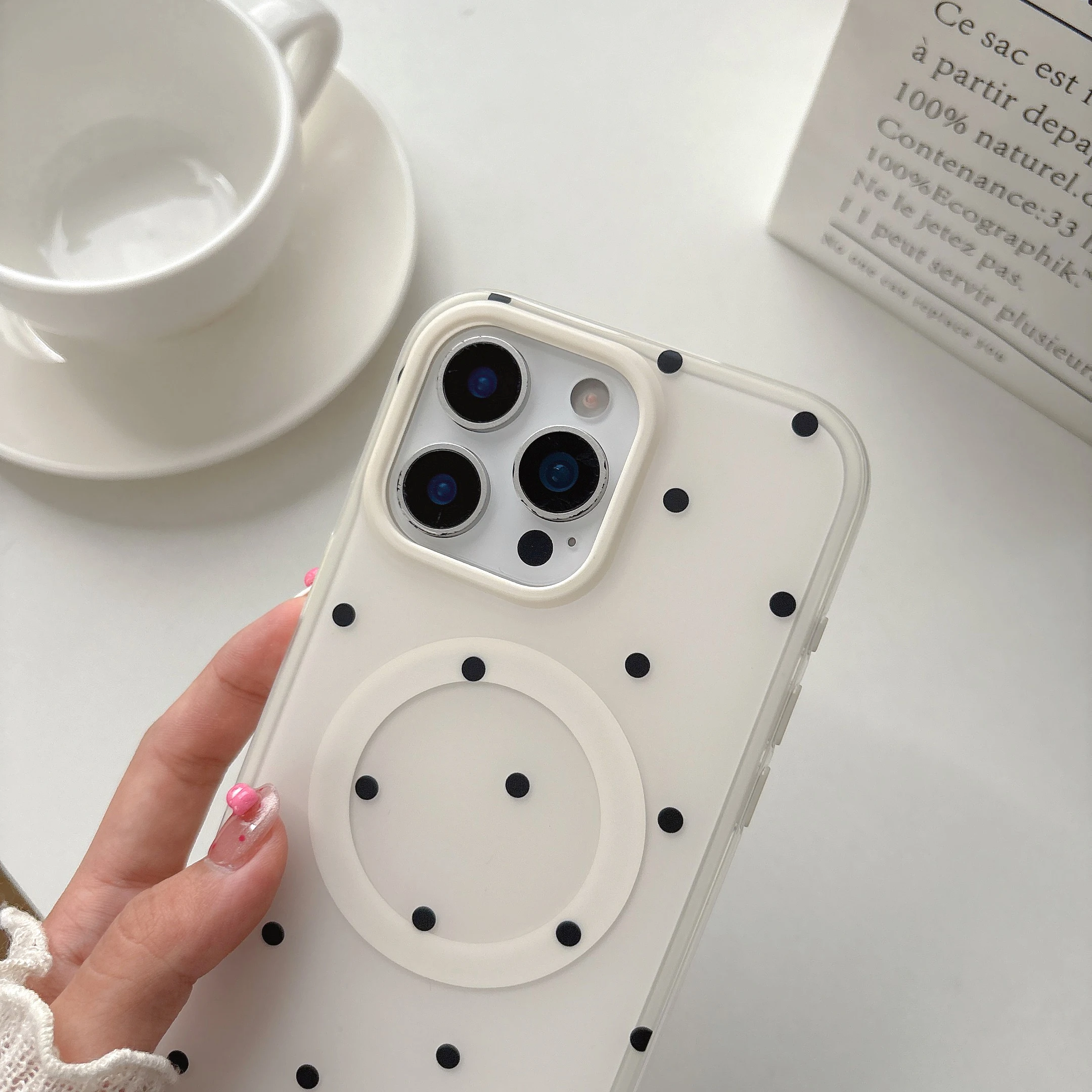 Polka Dots Magnetic Phone Case For iPhone 14 15 16 17 Pro Max Hybrid Cover 4