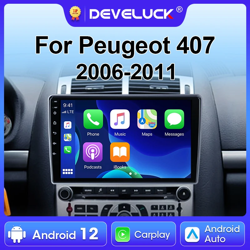 

Android 12 Car Radio For Peugeot 407 CC 407CC SW 2004-2011 2 Din Stereo Multimedia Video Player GPS 4G Carplay Auto DVD QLED IPS