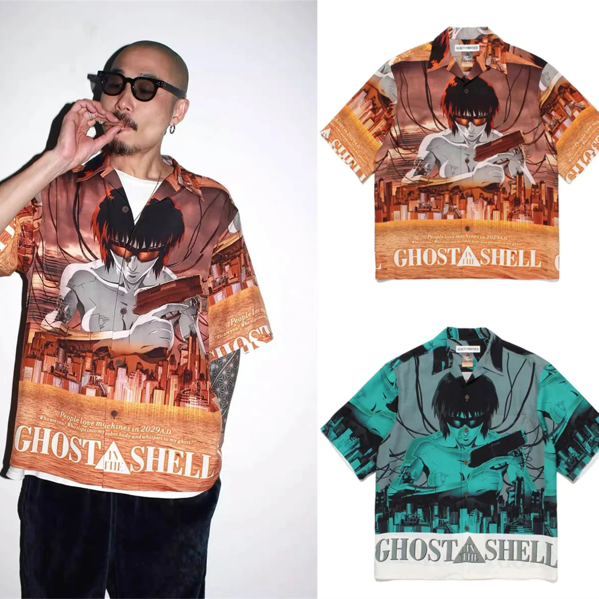 

WACKO MARIA Japanese Comic Print Shirt Men Women 1:1 Top Quality Hawaii Beach Summer Style Shirts