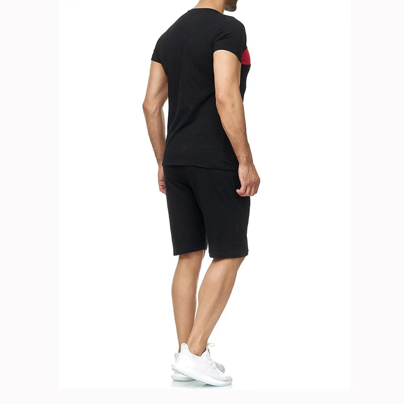 2023 new men's summer movie relay camera Arri printed short-sleeved sportswear striped top outdoor leisure pants suit