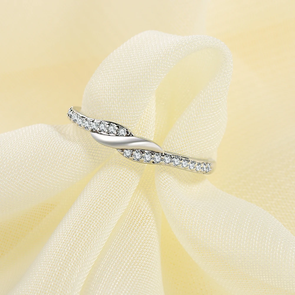 ZHOUYANG Twist Dainty Ring For Women Simple Intertwined Micro Zircon White Gold Color Daily Birthday Gift Fashion Jewelry DZR020 3