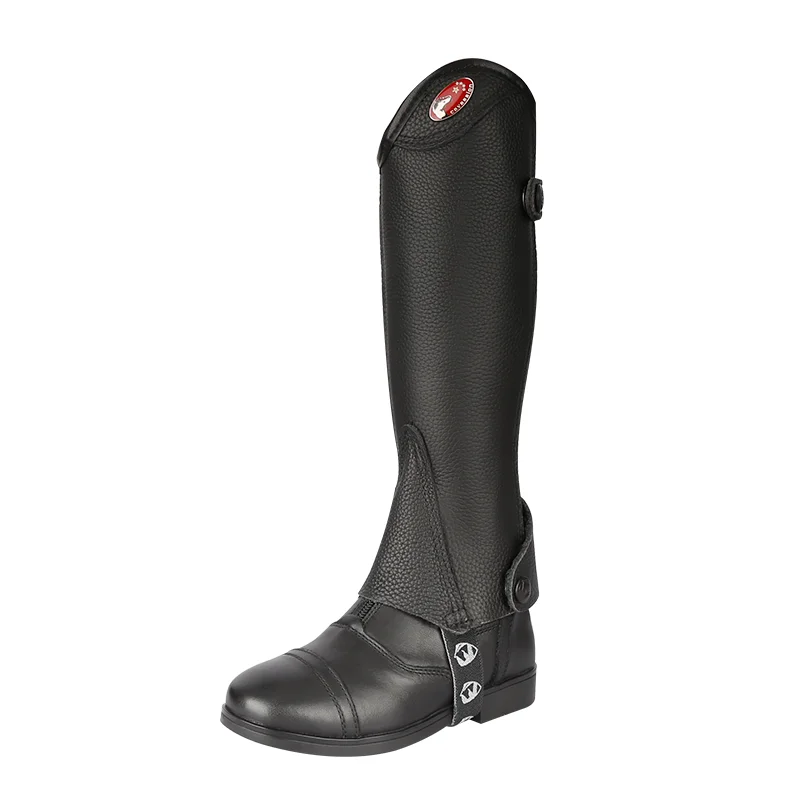 Cavpassion-Cowhide Leather Child Chaps, Leg Protector, Calf Chaps, Black Half Five Stars