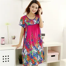  Womens Nightgowns New Cotton Silk Nightwear Summer Dress Casual Loose Nightdress Female Night Shirt Women Sleepwear Sleepshirt 