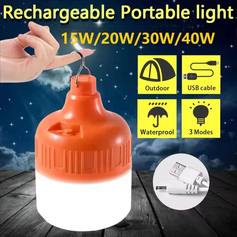 Outdoor USB Rechargeable LED Lamp Bulbs High Brightness Emergency Light Hook Up Camping Fishing Portable Lantern Night Lights camping light portable lanterns camping lamp camping lantern