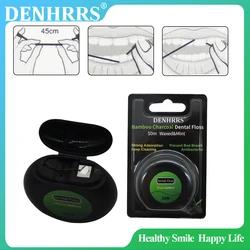 Bamboo Charcoal Mint - Flavored Dental Floss Picks - Waxed Black Tooth Cleaner 50m (2pcs)