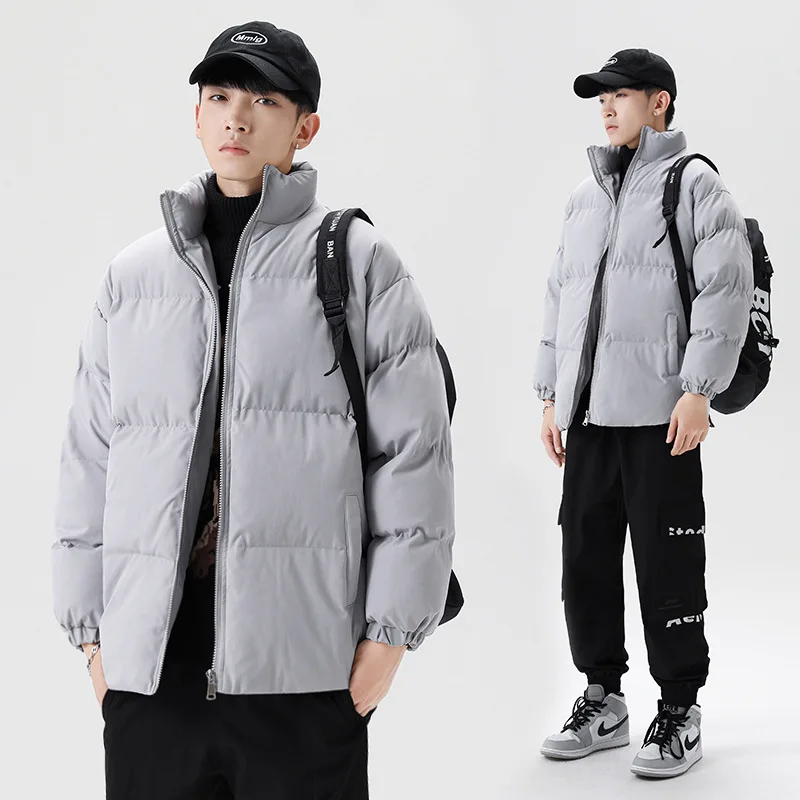 Padded Jacket Men Parkas Winter Thick Jacket Fashion Casual Solid Color Padded Coat Male Stand Collar Parkas