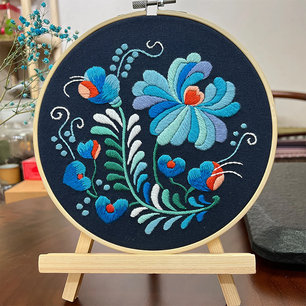 Flowers Embroidery Materials Package DIY Needlework Embroidery Cross Stitch Kit Beginners Decor Paintings No EmbroideredHoop