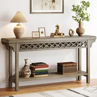 70.8-Inch Solid Wood Long Console Table, Farmhouse Entryway Table with Storage, Narrow Sofa Table Grey Couch Table for Living 1