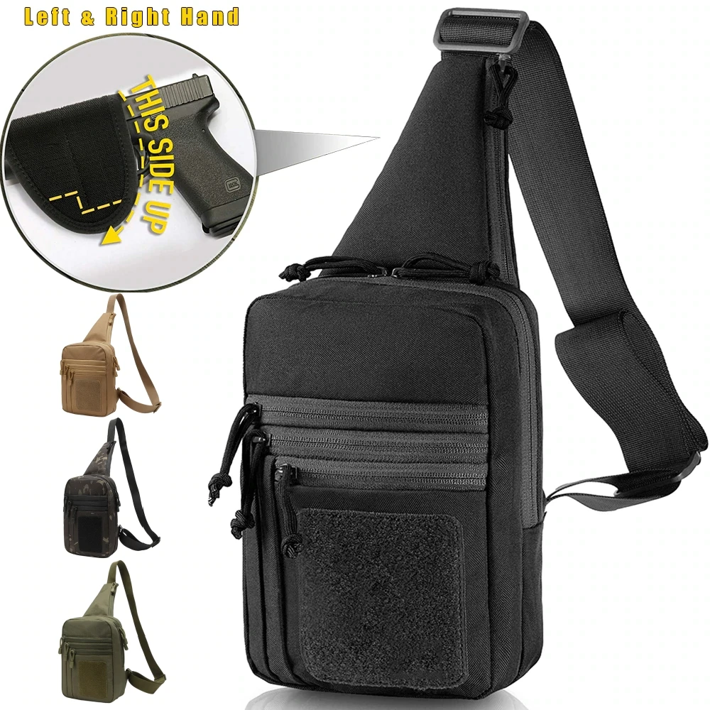 Tactical Concealed Carry Gun Bag Military Shoulder Sling for Handgun Holster Shoulder Chest Pouch for Left Right Hunting Outdoor