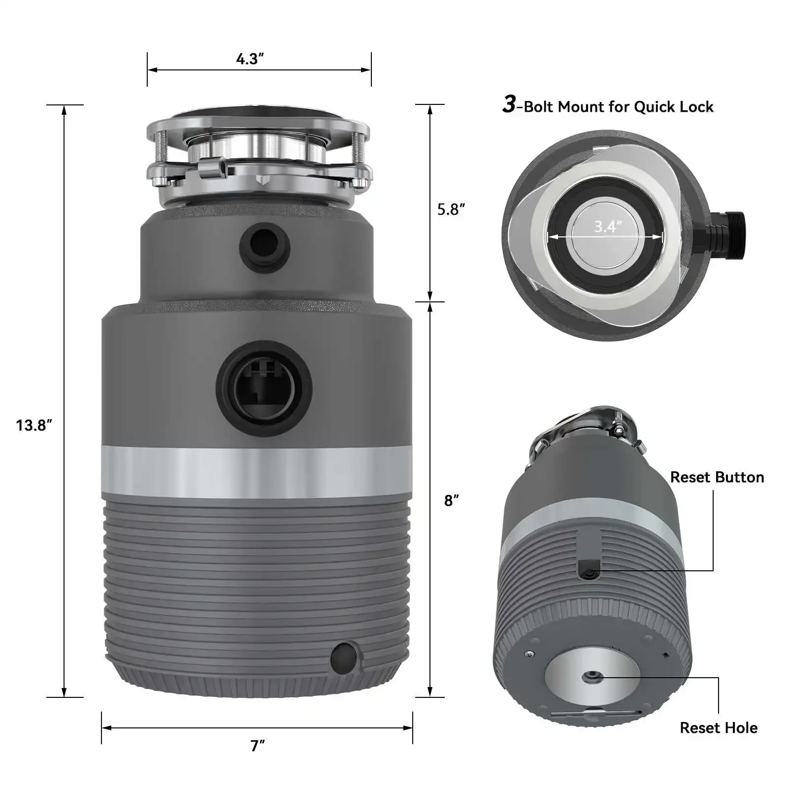 Household 1HP Kitchen sink food waste disposer garbage disposal machine for food shredder 2
