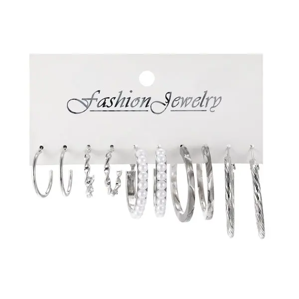 Korean Trendy Geometirc Butterfly Pearl Earrings Set For Women Resin Acrylic Star Heart Round Hoop Earrings Brincos Jewelry Gift ER22Y0082-1