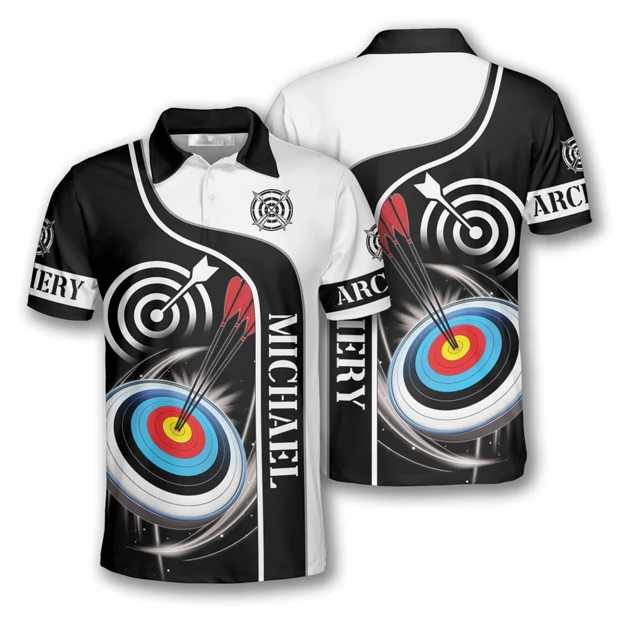 

PLstar Cosmos Personalized Name Archery 3D Printed Summer Polo Shirt Unisex Short Sleeve Shirts Gift for Archery Lover POL-50