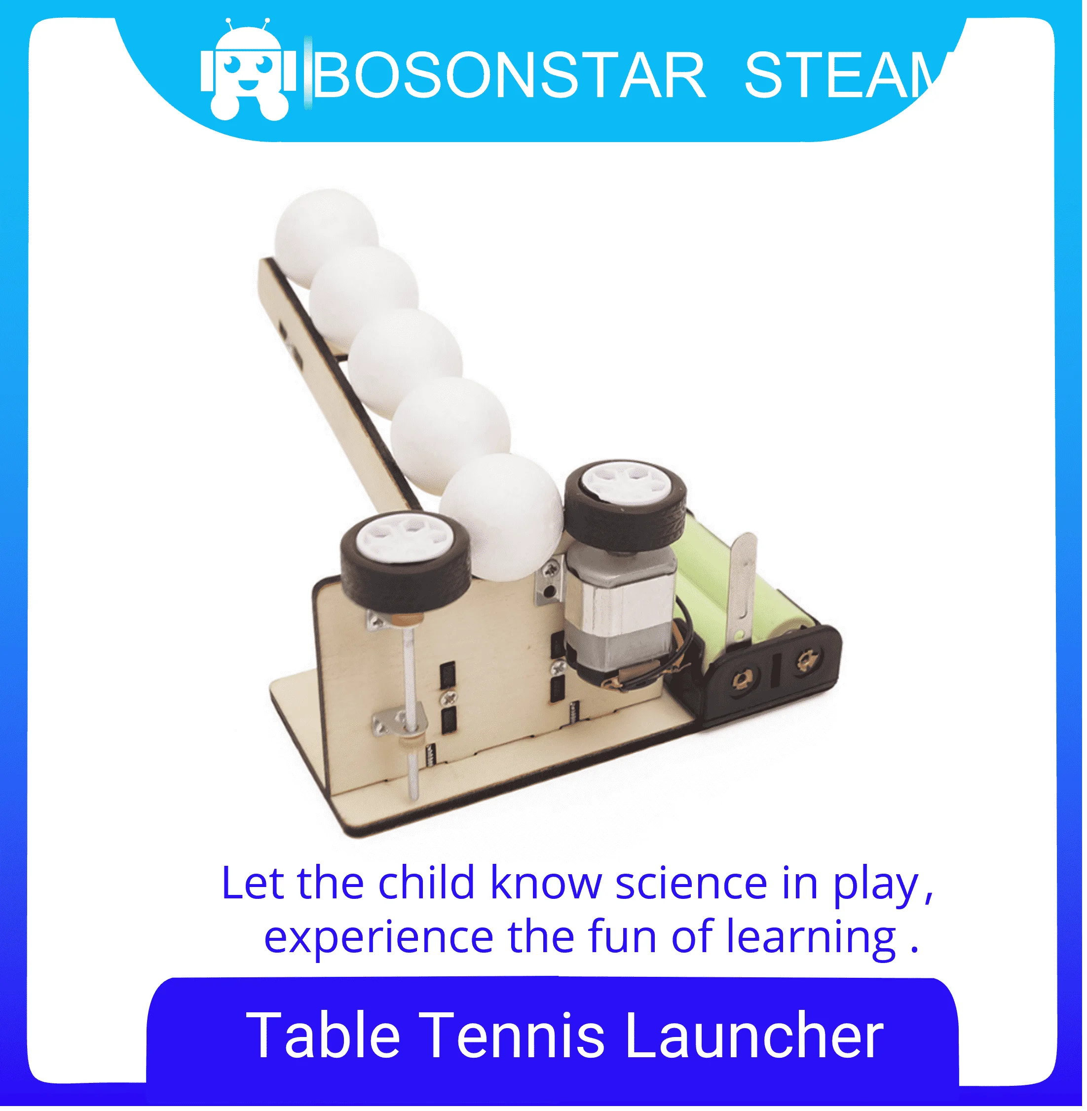 DIY Assembled Model Table Tennis Launcher Science Discovery STEM Education Physics Experiment Kit For Children Gifts