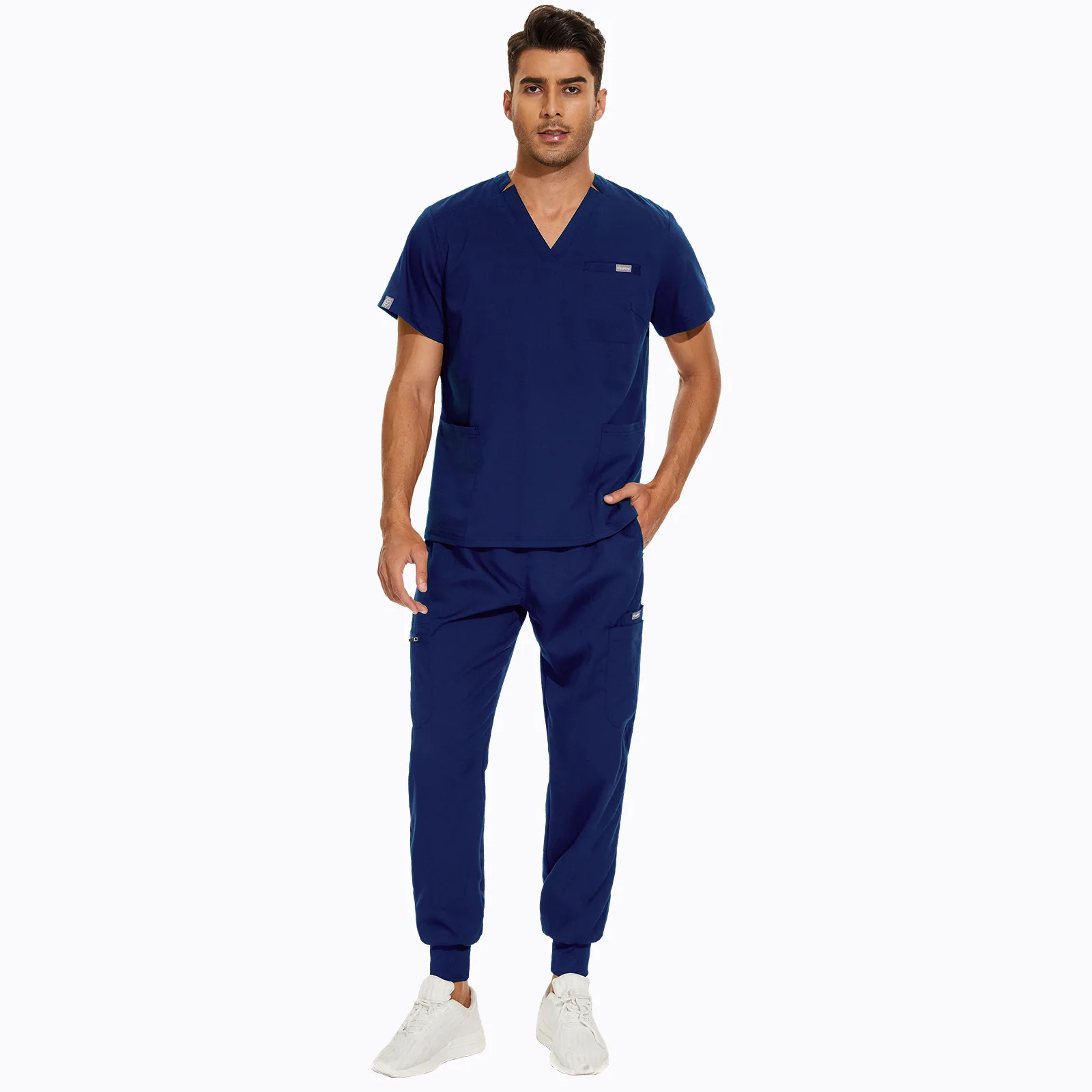 Big size V-neck nurse uniform women short sleeved Scrub set unisex doctor work clothes Clinic dental Beauty Salon Surgical suit