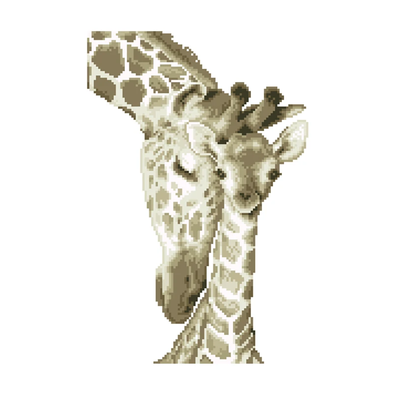 Giraffe mummy and baby cross stitch package kits 18ct 14ct 11ct unprint canvas cotton thread embroidery DIY handmade needlework