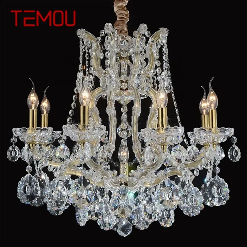 

TEMOU European Style Chandelier LED Pendant Lamps Candle Crystal Luxury Lights Modern Fixtures for Home Hotel Villa Hall