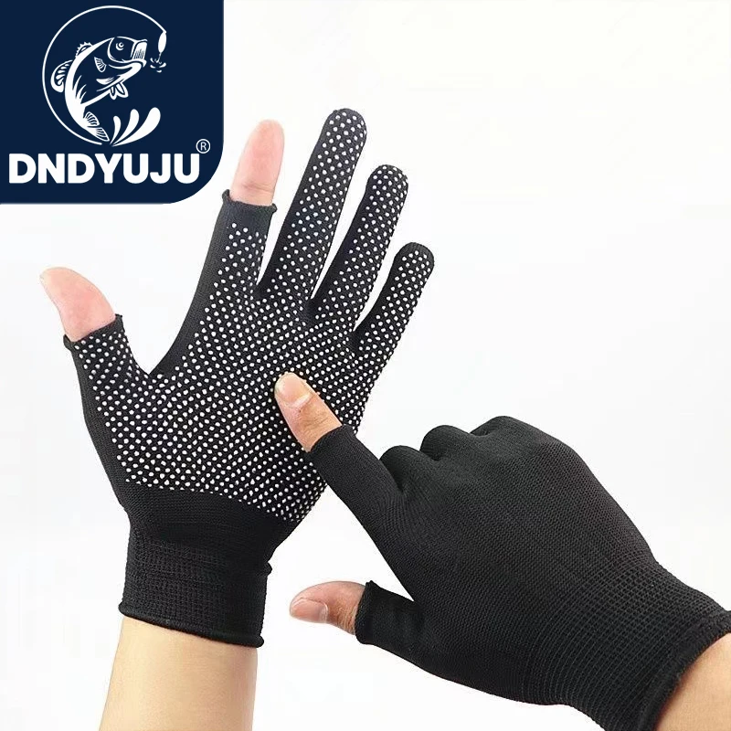 Nylon Anti-slip Fishing Gloves Two Fingers Dispensing Cut Fishing Outdoor Sports Breathable Gloves Half Finger