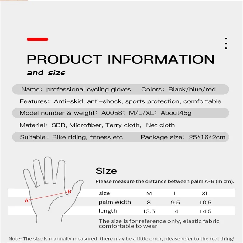 Men's cycling gloves Half Finger Breathable Anti Skid Gloves For Sports Riding Bicycle Guantes Shockproof Pads Cucling Gloves