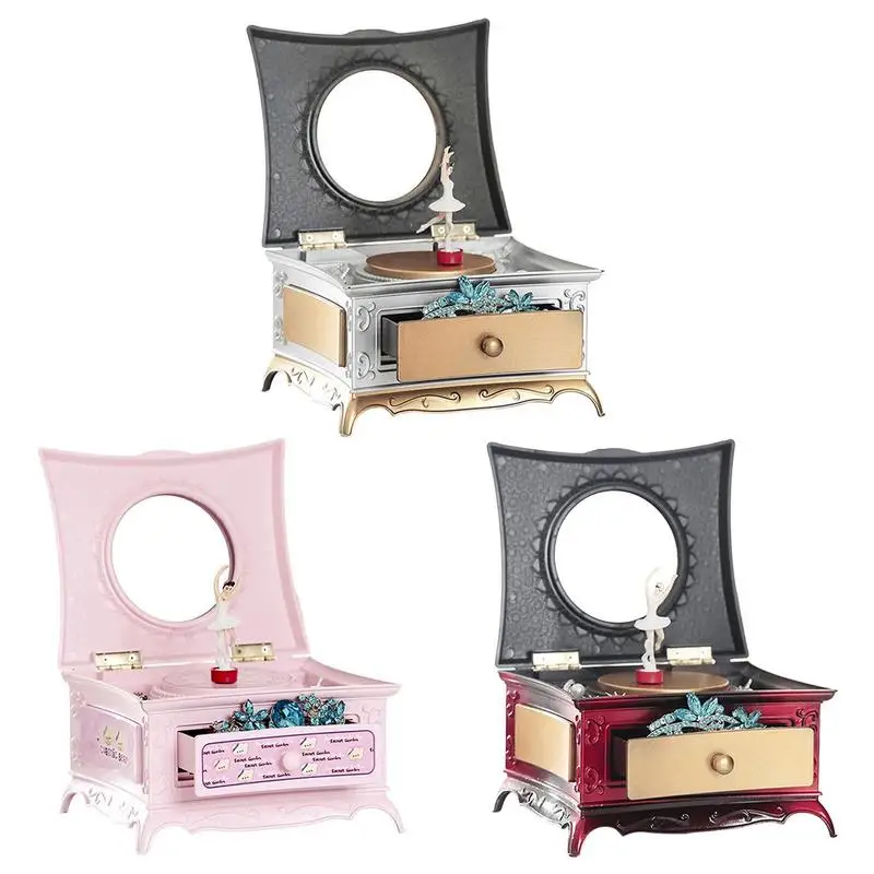 

Ballerina Jewelry Organizer Hand Crank Music Mechanism Mechanical Musical Jewelry Box With Mirror Christmas Gift Decoration