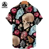 Summer Fashion Men's Short Sleeve Casual Printed Shirt Flowers Horror Skull Print Vacation Travel Oversized Top Size S-5XL 3