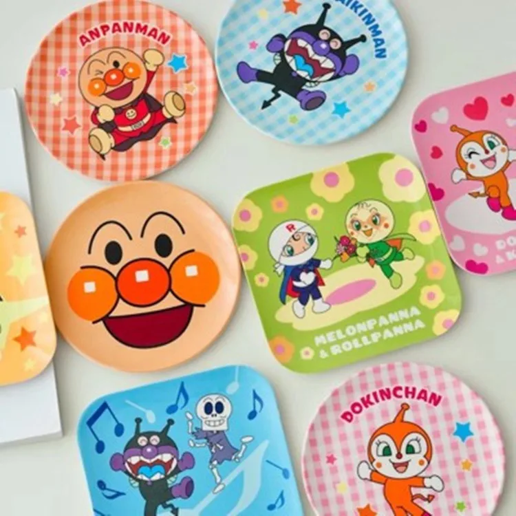 

Kawaii Anpanman Baikinman Melamine Plate Candy Dessert Plate Snack Plate Fruit Plate Cute Cartoon Anime Shatterproof Small Plate