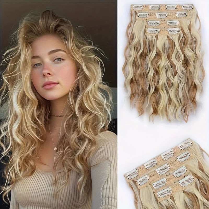 Synthetic Hair Extensions 6PCS Curly Clip In Hair Extensions 12" Short Curly Wavy Invisible Natural Soft Hairpieces for Women