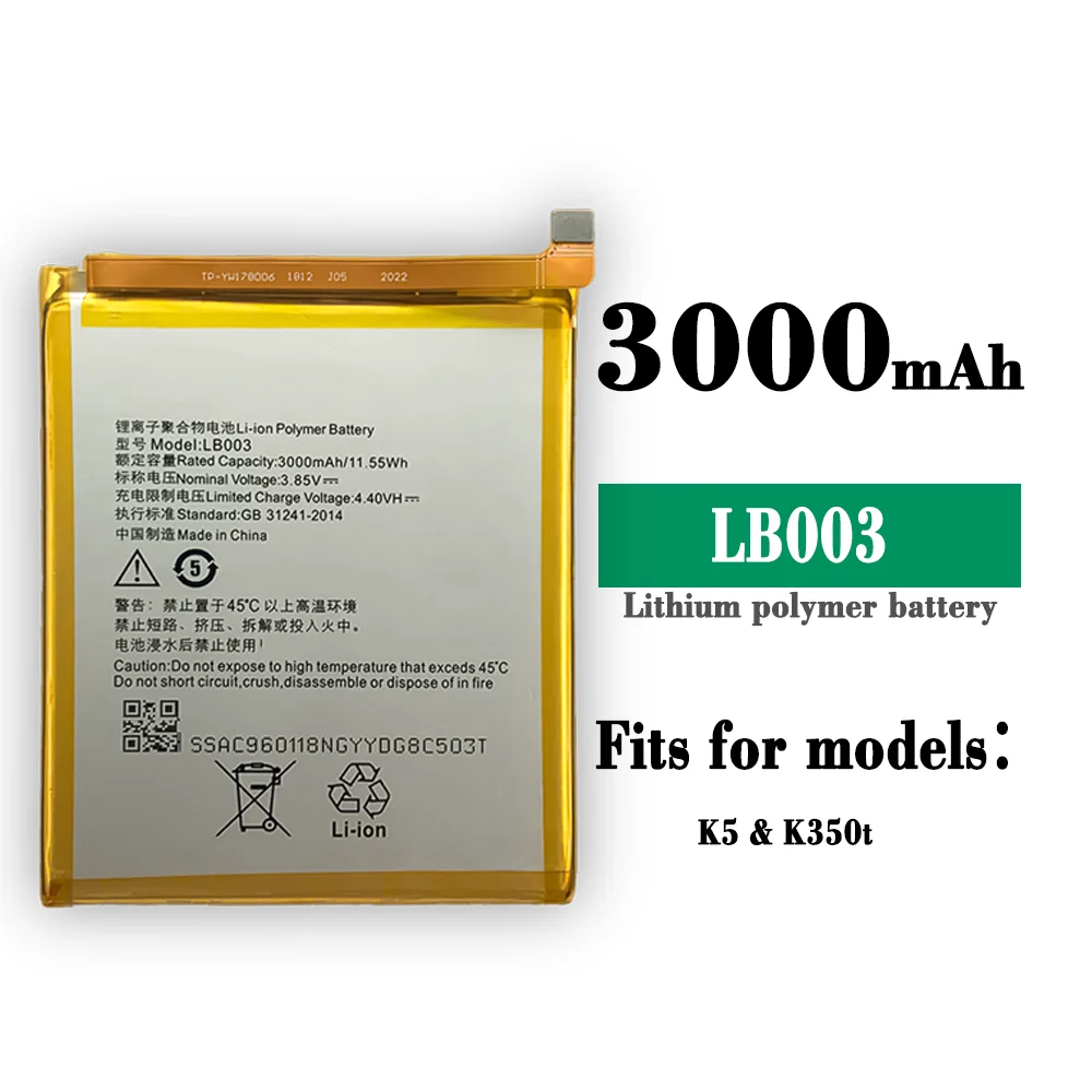 

LB003 Battery 3000mAh For Lenovo K350t K5 Mobile Phone Bateria