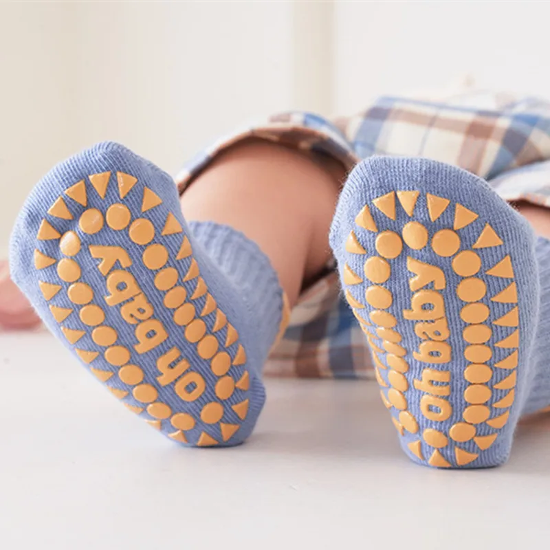 3Pairs/Lot Cotton Baby Anti-slip Socks For Boys Girls Low Cut Floor Kids Toddler Sock With Rubber Grips Socken For 0-6Years 6