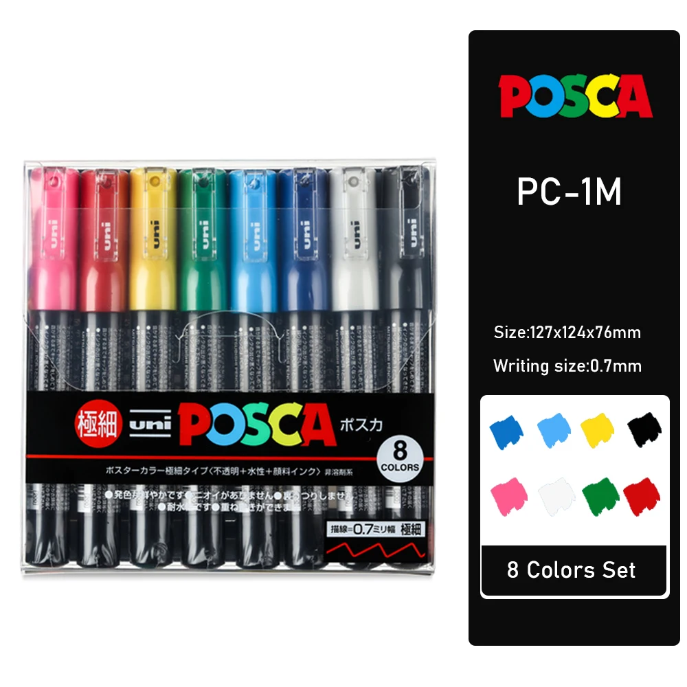 5pcs/set Paint Mixed Marker Pen Pack Black Color 5 Posca Markers In Various  Size Pc-1m/3m/5m/8k/17k 1marker / Size - Paint Markers - AliExpress