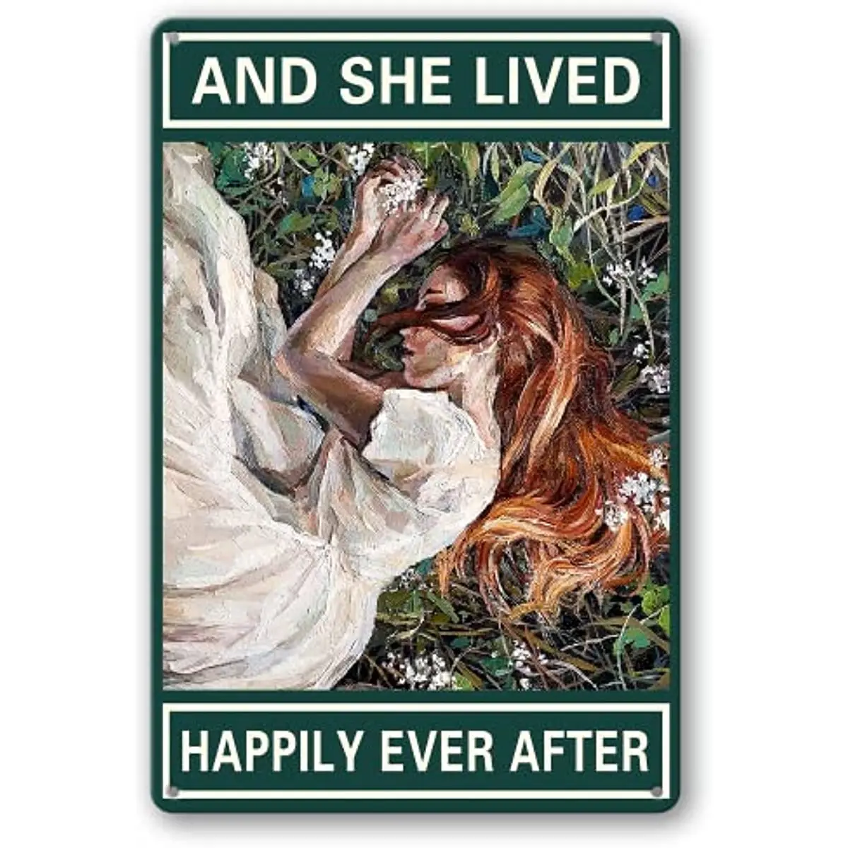 

She Lived Happily Ever After Sign Metal Tin Signs Vintage Girl Art Poster Plaque Kitchen Home Decor Bedroom Decoration 8x12 Inch