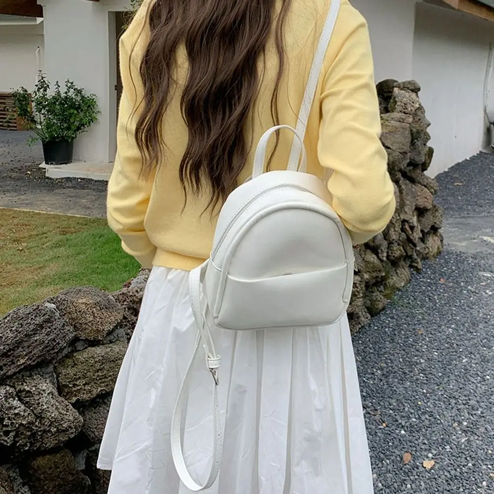 Simple Cute Small Backpack Pu Leather Travel Backpack Pu Shoulder Bag Large Capacity School Bag Outdoor