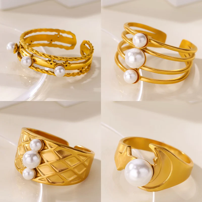 Fashion Geometric Multi-layered Pearls Rings For Women