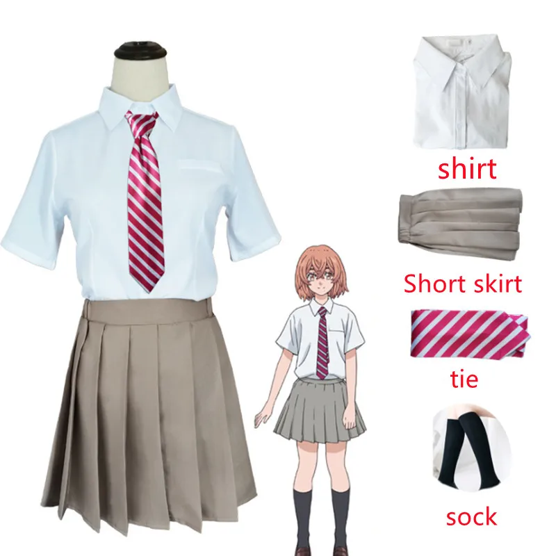 

Anime Tokyo Revengers Tachibana Hinata Cosplay Costume JK School Outfits Shirt Tie Skirt Socks Suit