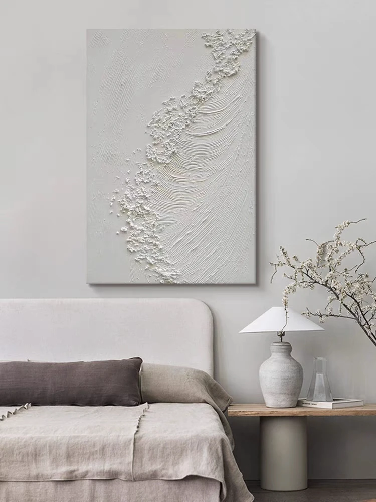 thumbnail image 1 of Pintura al óleo pintada a mano con líneas abstractas blancas y gruesas, decoración de pared moderna, diseño gris, pinturas acrílicas, lienzo artístico para pared, 1 of 5