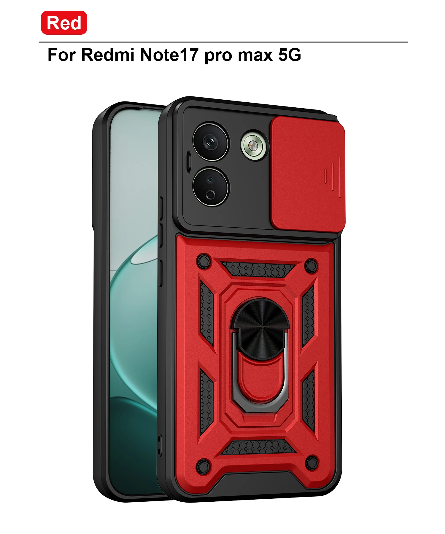 Magnetic Stand Shockproof Armor Kickstand Case with Sliding Camera Protector
